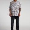 Camisa manga corta oversize gris print