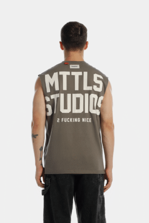Camiseta sin mangas  gris texto