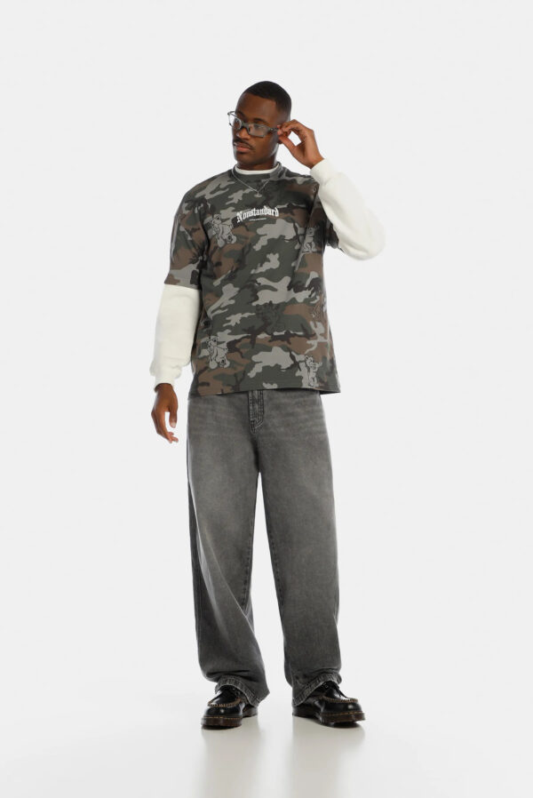 87520-6 Camiseta overzise verde camuflaje