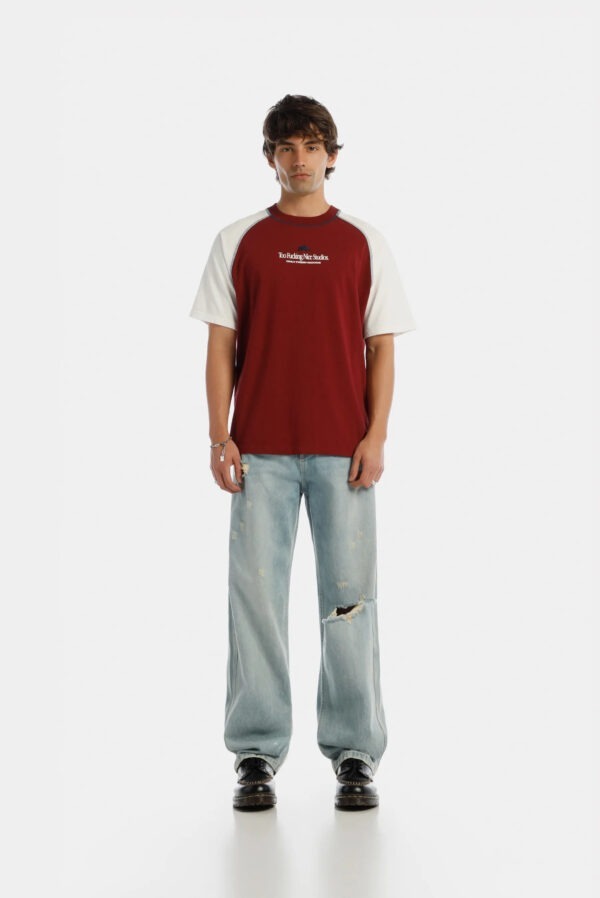 Camiseta oversize beisbolera texto
